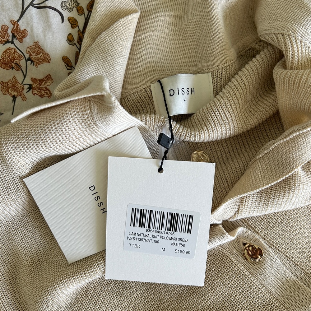 NWT DISSH Liam Natural Knit Polo Maxi Dress - Picture 12 of 12